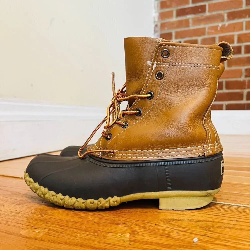 LL Bean Hunting Duck 7” Boots Women’s Size 6 M Brown 6 Eye Boots